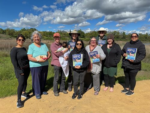 Celebrating the publication of the Wintun/Patwin Homeland Educational Guide at the Cache Creek Nature Preserve. Thanks to Araceli Moreno, Save Our Salmon and the members of the Tending and Gathering Garden Steering Committee for creating this amazing resource which will be shared at the summer institute and future workshops. 